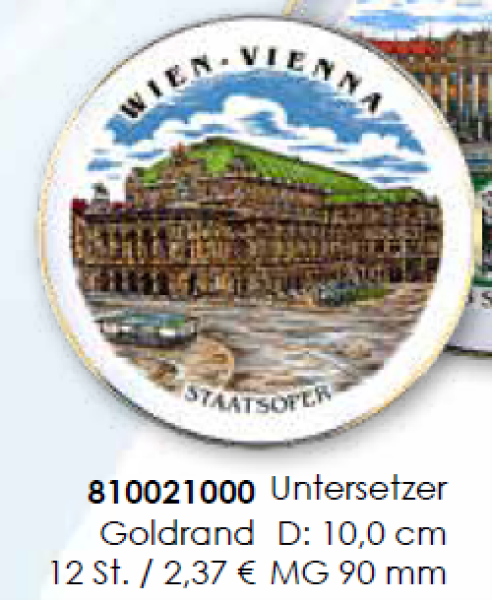 Teller Untersetzer m. Goldrand 10cm Motiv